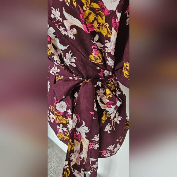 Chelsea28 Floral Wrap Blouse - Burgundy and Pink - Picture 4 of 7